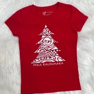 Honolua Girls Mele Kalikimaka Red Graphic Tee - Size 10M